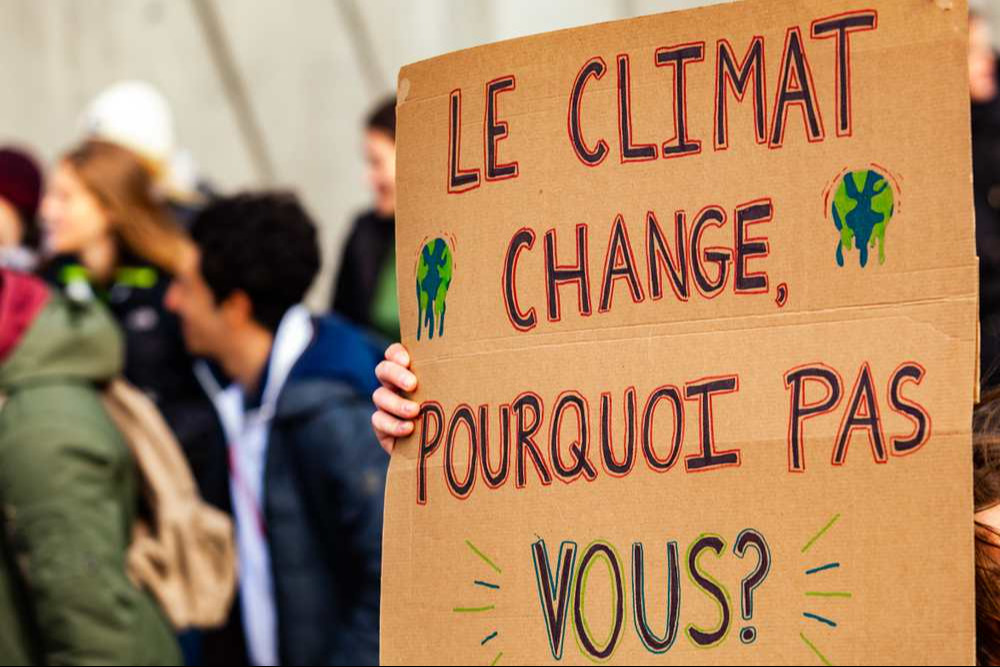 Pancarte en français lors d